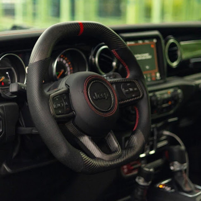 Jeep Series Customized Design Steering Wheel For Round Top Flat Bottom Shape